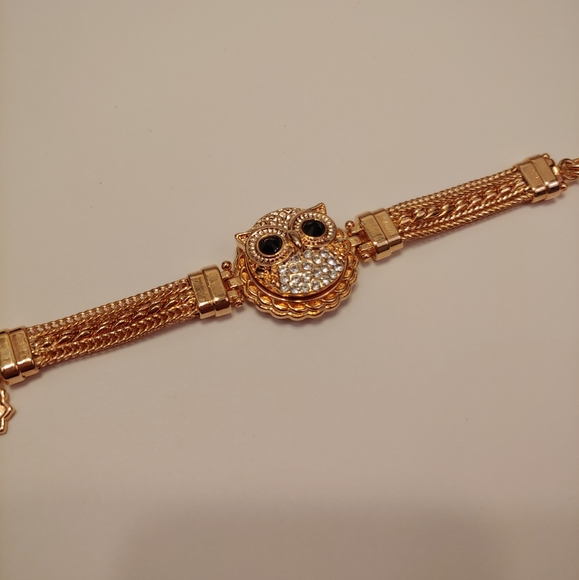 NWOT Rose Gold tone bracelet w/ 18mm Owl Snap 6-7" - Picture 1 of 5